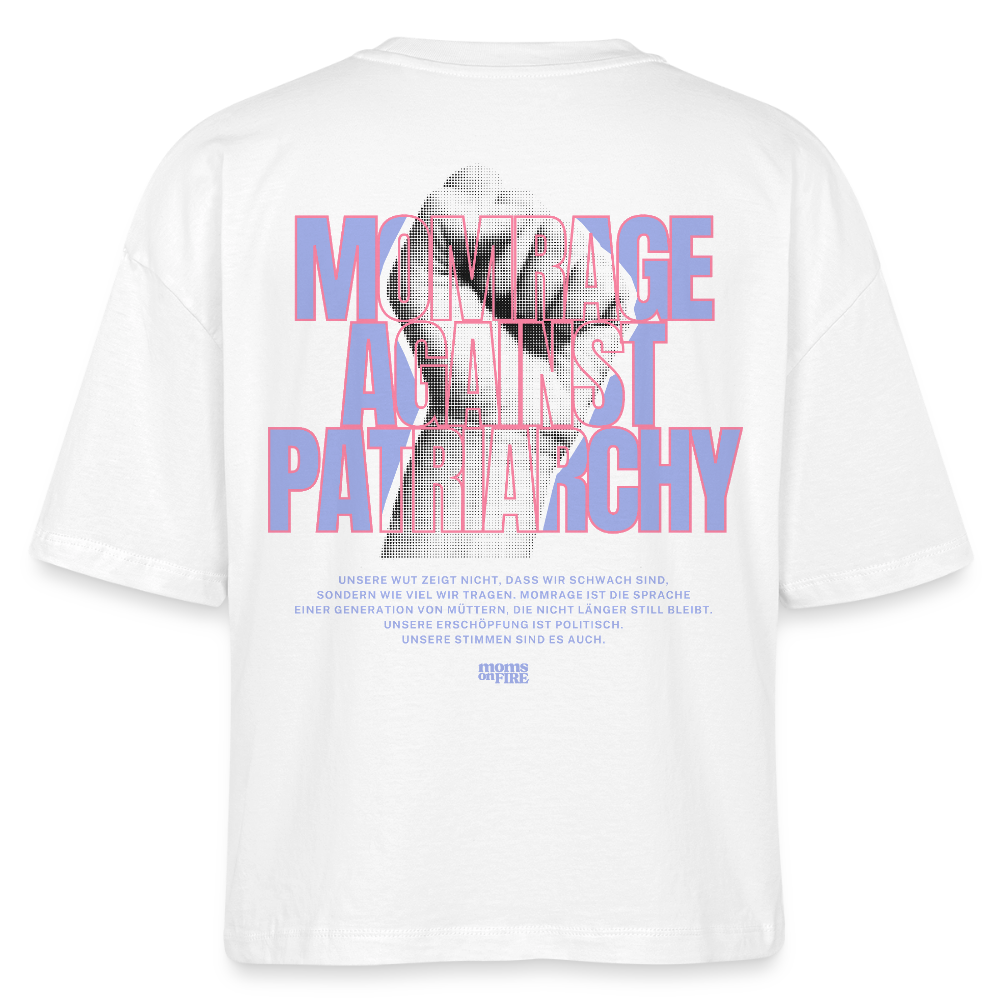 Organic Boxy T-Shirt „Momrage against Patriarchy“ - Weiß
