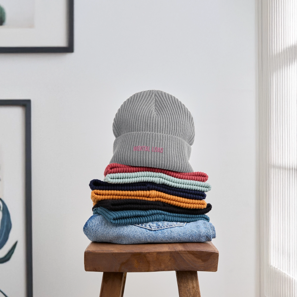 Organic Fisherman Beanie „Mental Load“ unisex - Hellgrau marmoriert