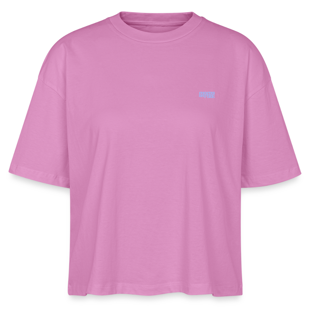 Organic Boxy T-Shirt „Momrage against Patriarchy“ - Pink