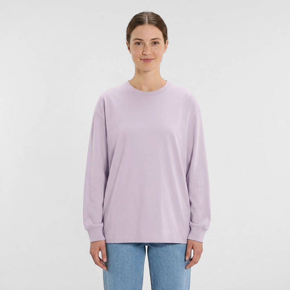 Oversized Langarmshirt „We all came from a mother“ - verblasstes Lila