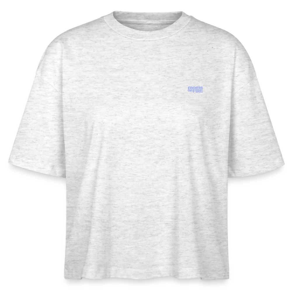 Organic Boxy T-Shirt „Momrage against Patriarchy“ - Weiß meliert