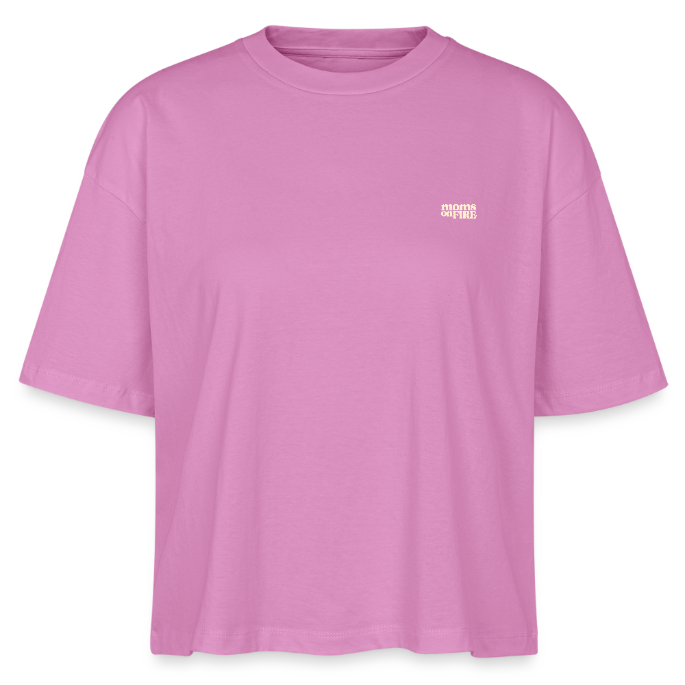 Organic Boxy T-Shirt „Let’s Fight for Mothers Rights“ - Pink