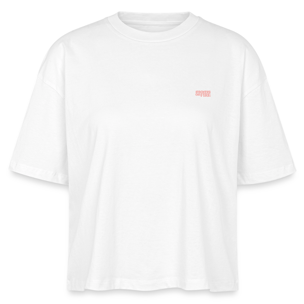 Organic Boxy T-Shirt „Momrage against Patriarchy“ - Weiß
