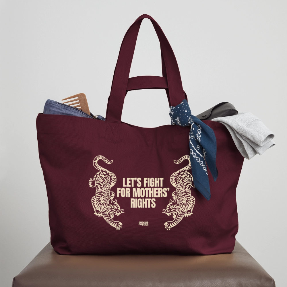 Recycled Shopping Bag „Let’s Fight for Mothers Rights“ - Burgunderrot