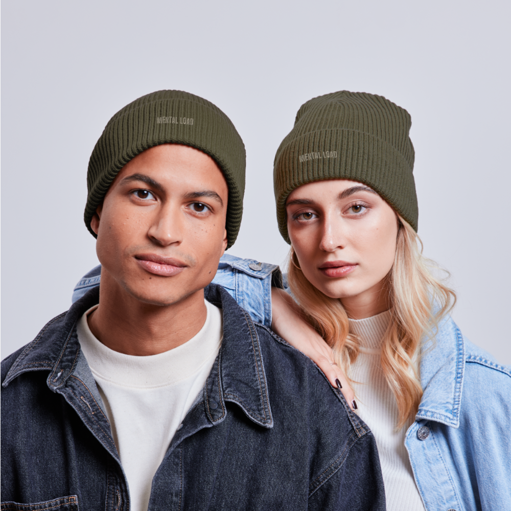 Organic Fisherman Beanie „Mental Load“ unisex - Khaki