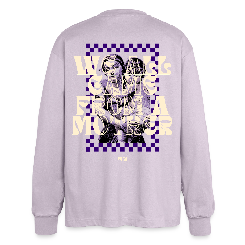 Oversized Langarmshirt „We all came from a mother“ - verblasstes Lila