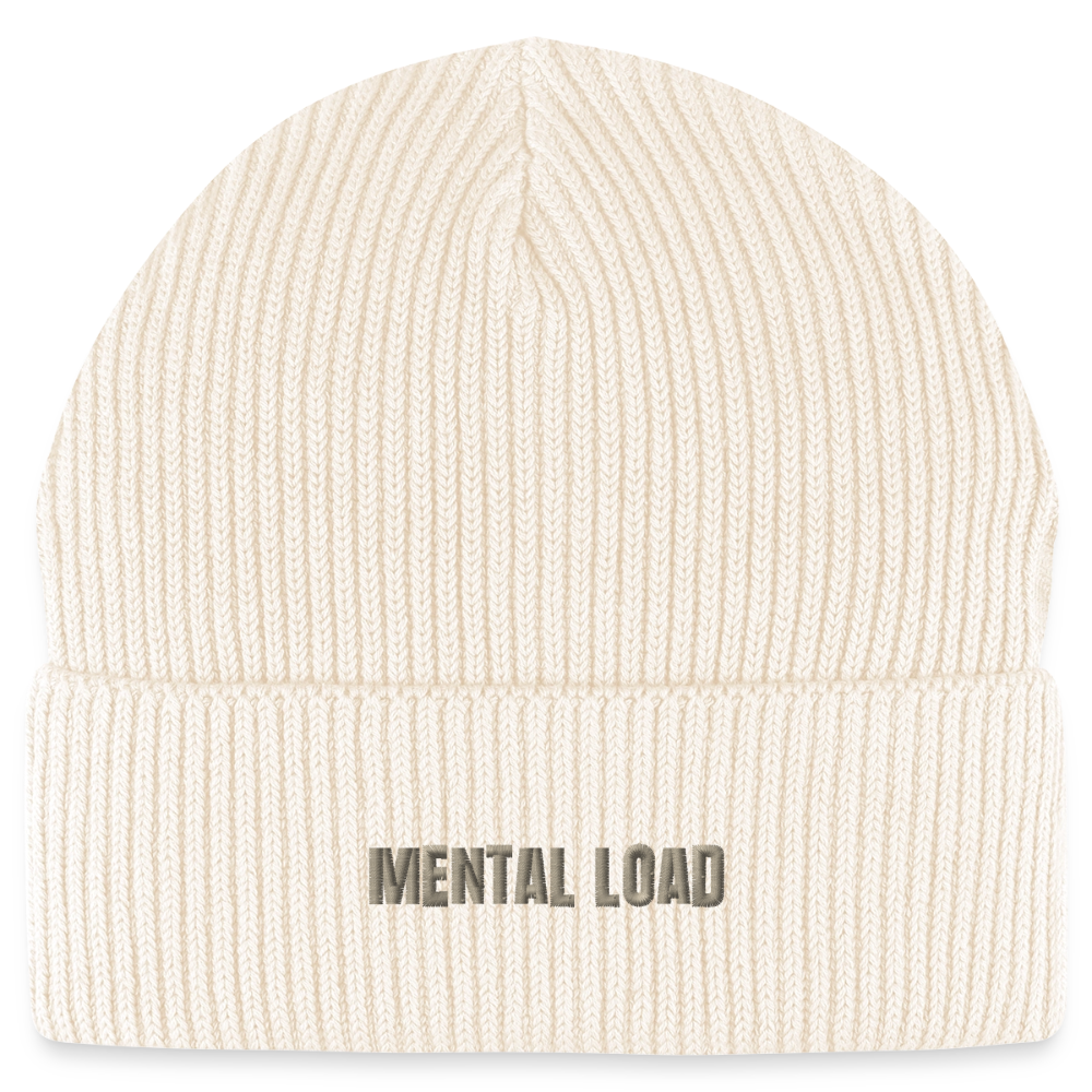 Organic Fisherman Beanie „Mental Load“ unisex - Natur