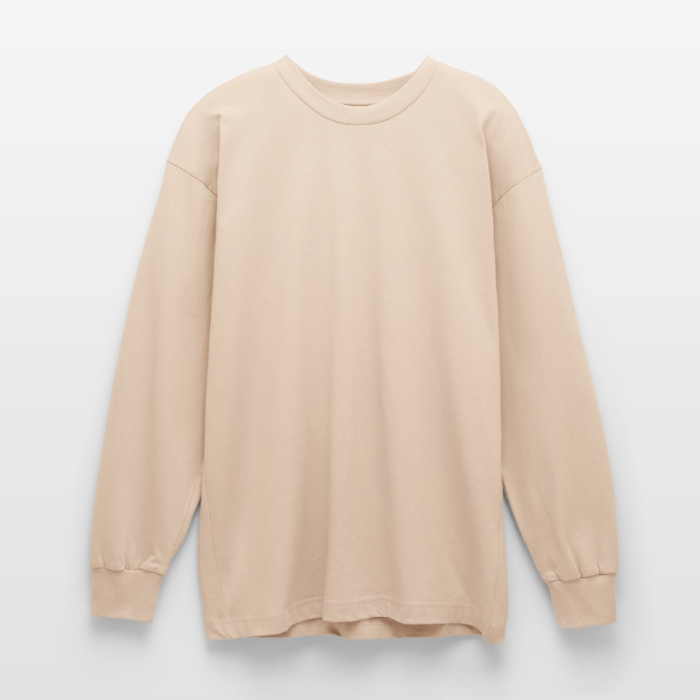 Oversized Langarmshirt „We all came from a mother“ - Sand
