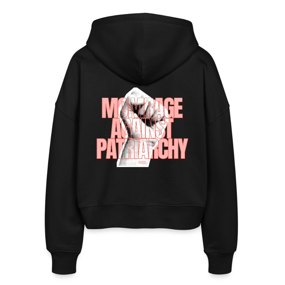 Organic Zip Hoodie „Momrage against Patriarchy“ - Schwarz