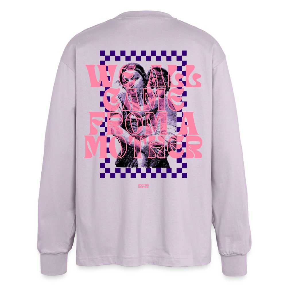 Oversized Langarmshirt „We all came from a mother“ - verblasstes Lila