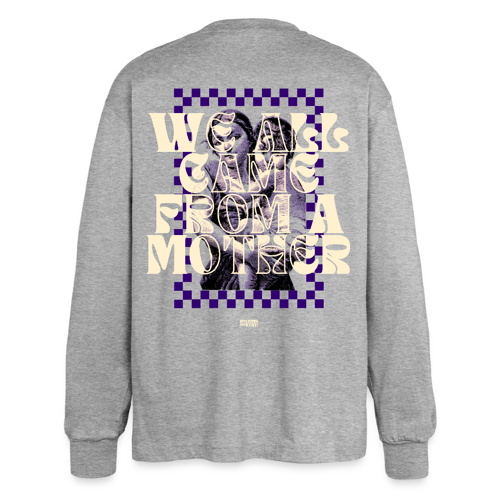 Oversized Langarmshirt „We all came from a mother“ - Grau meliert