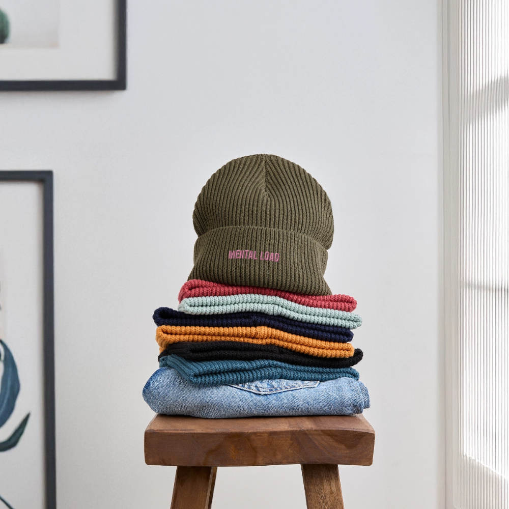 Organic Fisherman Beanie „Mental Load“ unisex - Khaki