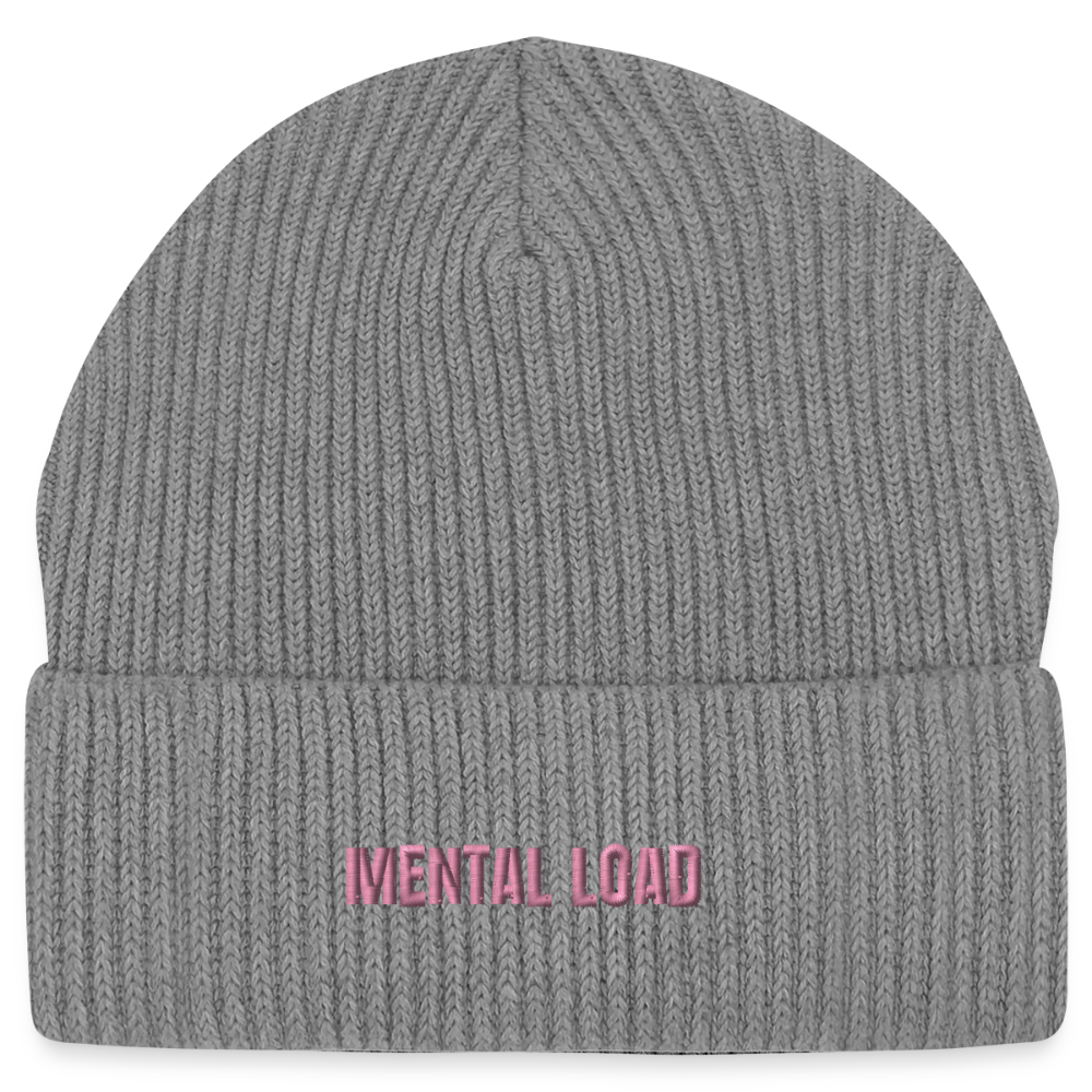 Organic Fisherman Beanie „Mental Load“ unisex - Hellgrau marmoriert