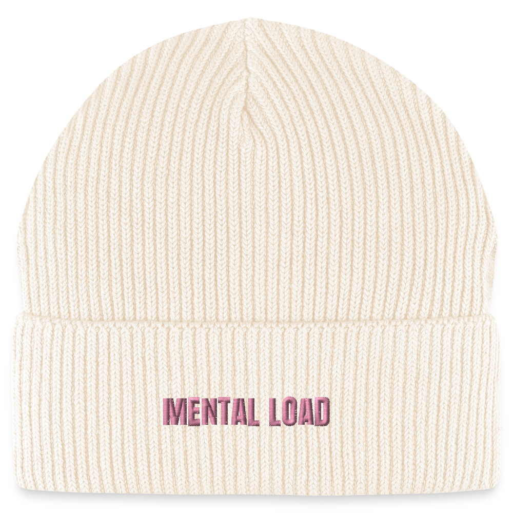 Organic Fisherman Beanie „Mental Load“ unisex - Weißgrau