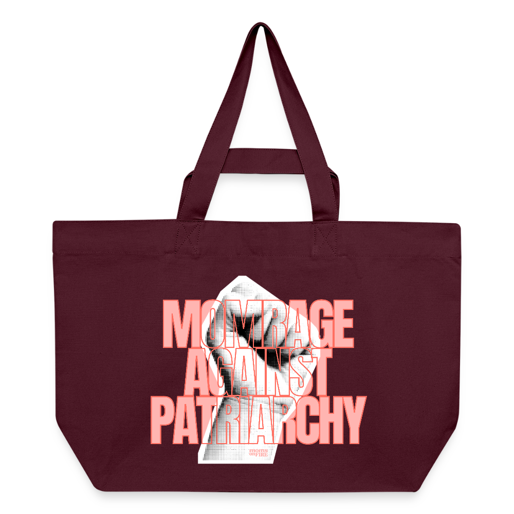 Recycled Shopping Bag „Momrage against Patriarchy“ - Burgunderrot