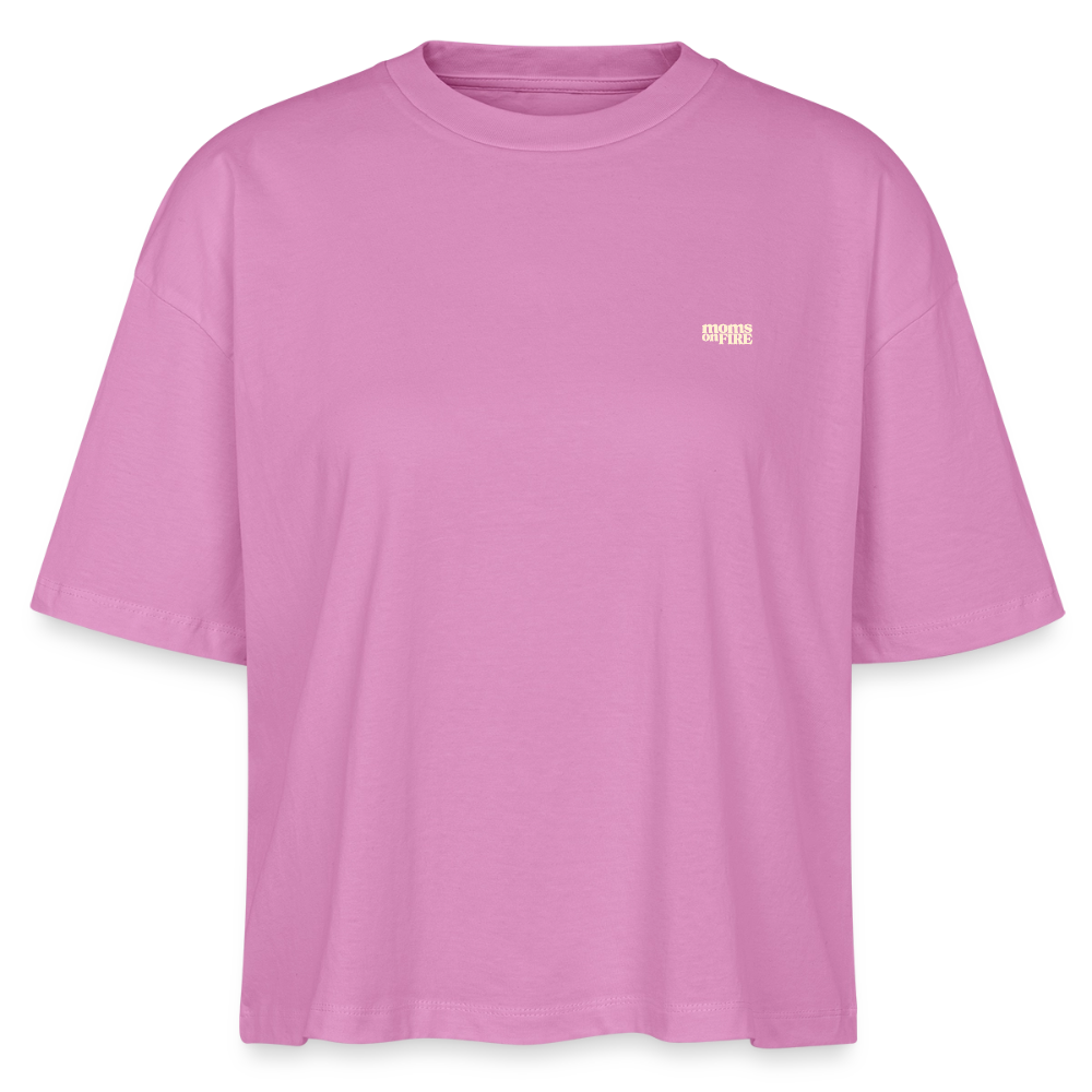 Organic Boxy T-Shirt „Let’s Fight for Mothers Rights“ - Pink