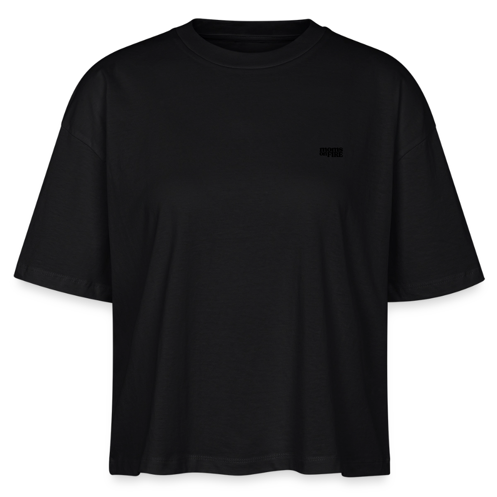 Organic Boxy T-Shirt „Let’s Fight for Mothers Rights“ - Schwarz