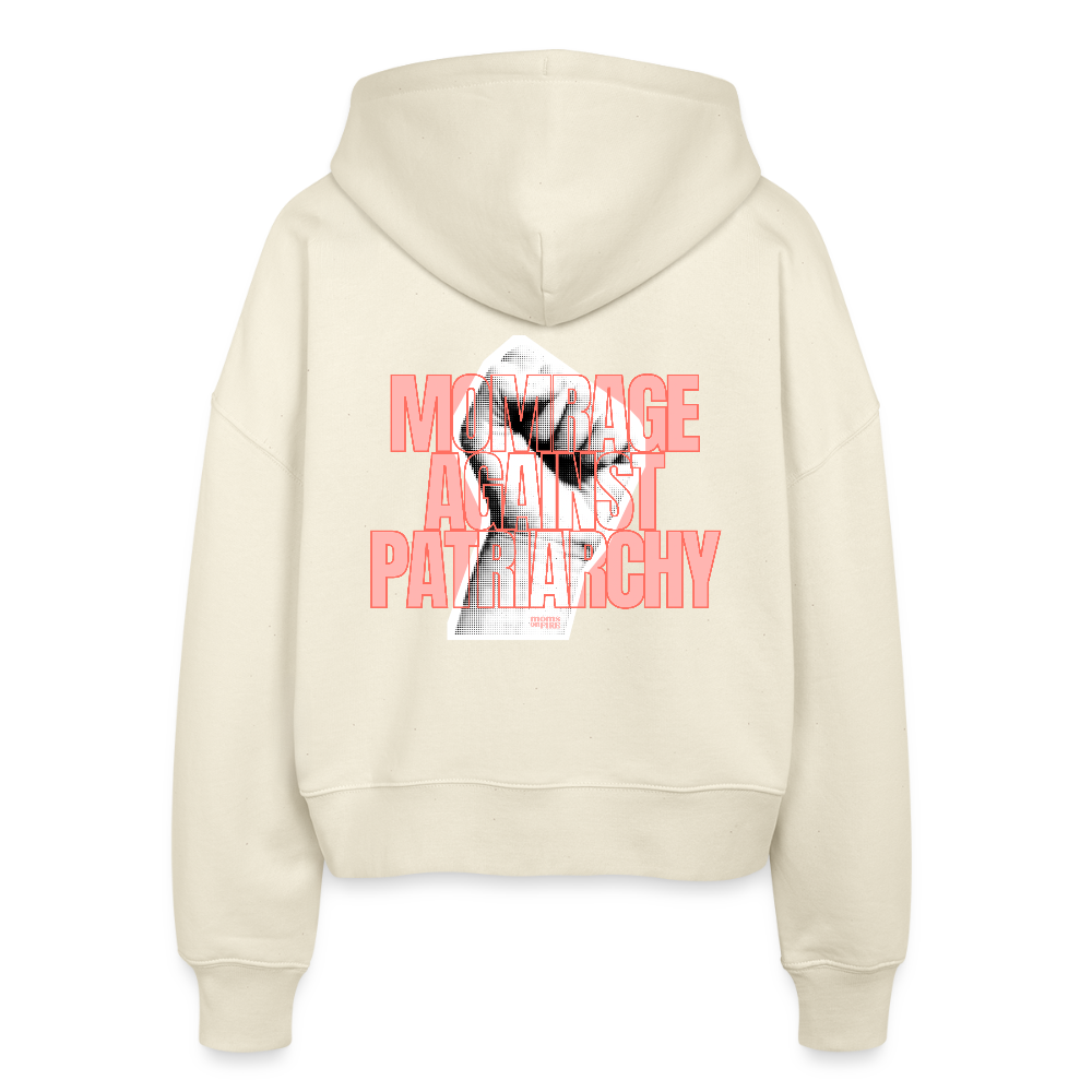 Organic Zip Hoodie „Momrage against Patriarchy“ - Weißgrau