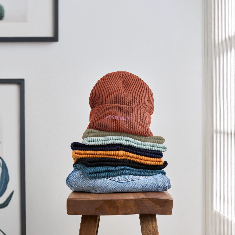 Organic Fisherman Beanie „Mental Load“ unisex - Terrakotta