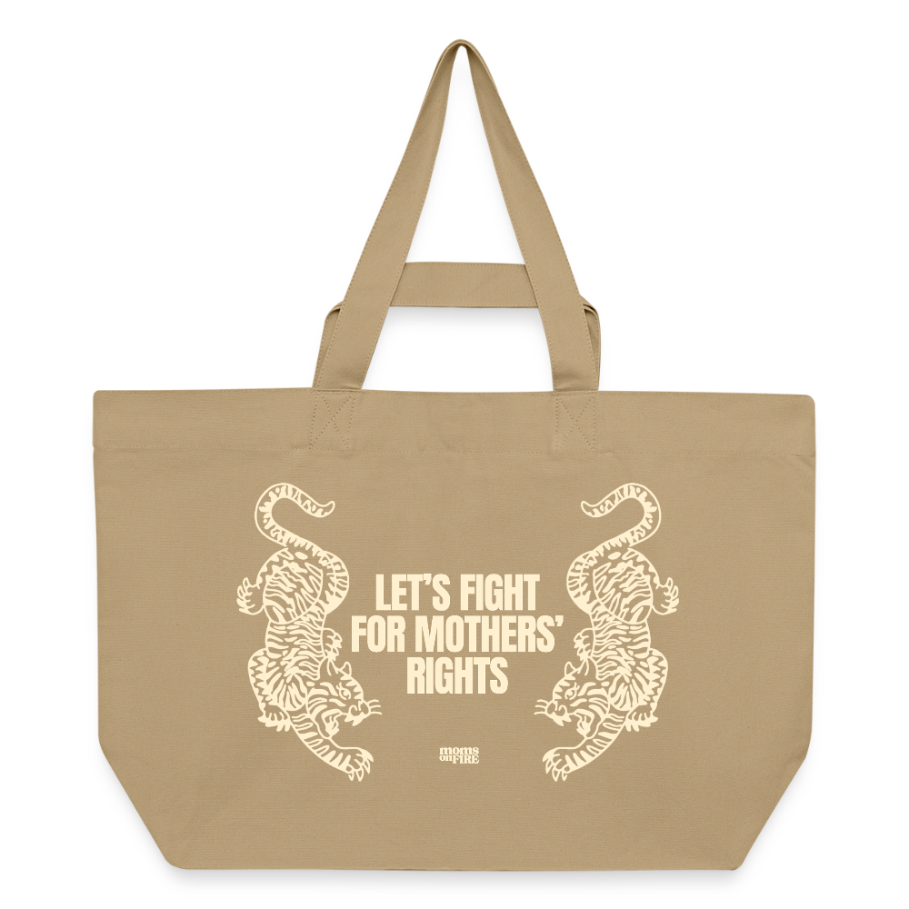 Recycled Shopping Bag „Let’s Fight for Mothers Rights“ - Karamell 