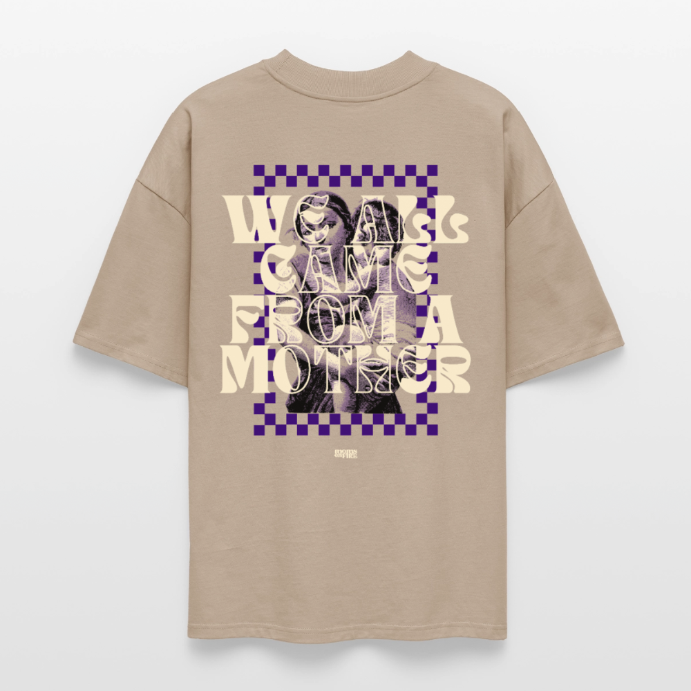 Oversized T-Shirt „we all came from a mother“ - Steingrau
