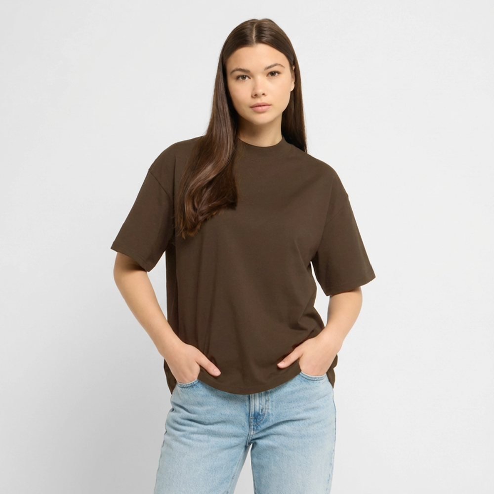 Oversized T-Shirt „we all came from a mother“ - Dunkelbraun