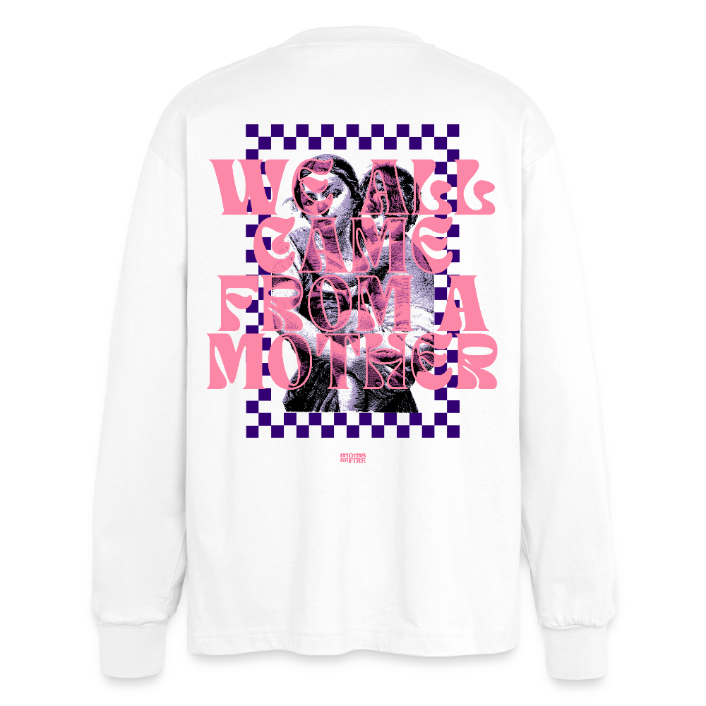 Oversized Langarmshirt „We all came from a mother“ - Weiß