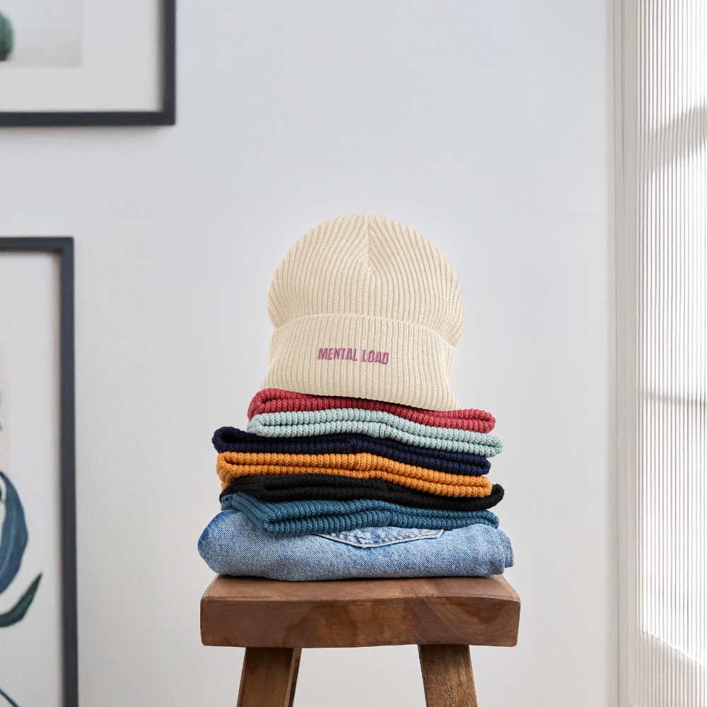 Organic Fisherman Beanie „Mental Load“ unisex - Weißgrau