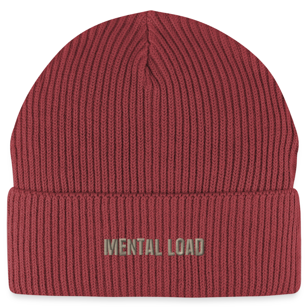 Organic Fisherman Beanie „Mental Load“ unisex - Erdrot