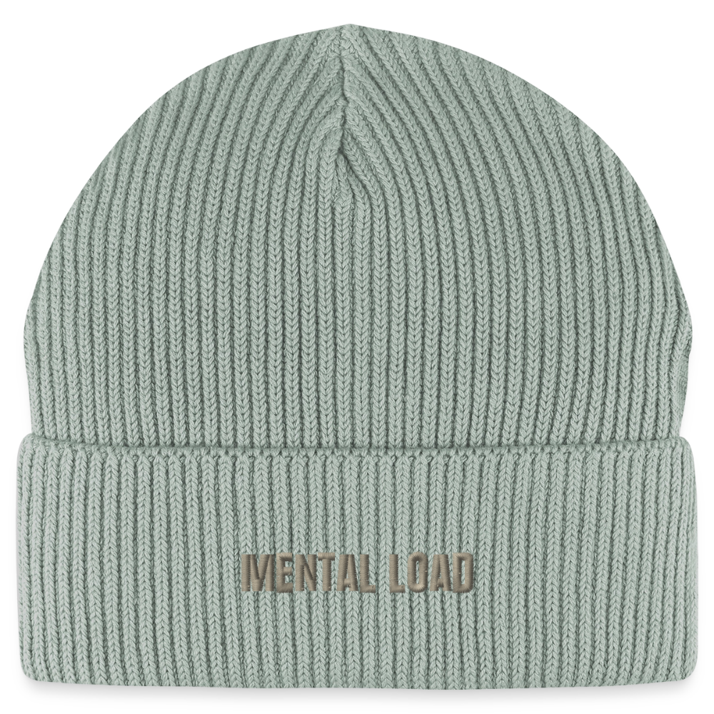 Organic Fisherman Beanie „Mental Load“ unisex - Helles Graugrün