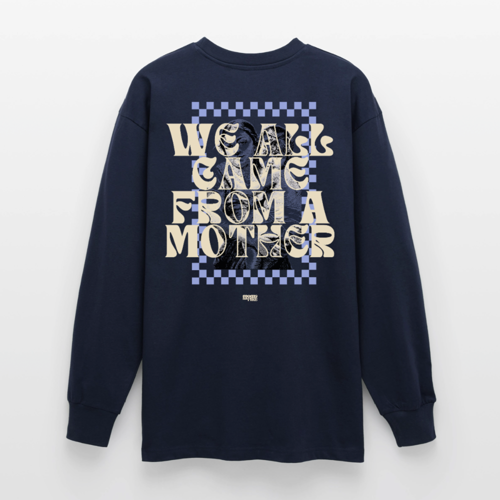 Oversized Langarmshirt „We all came from a mother“ - Navy