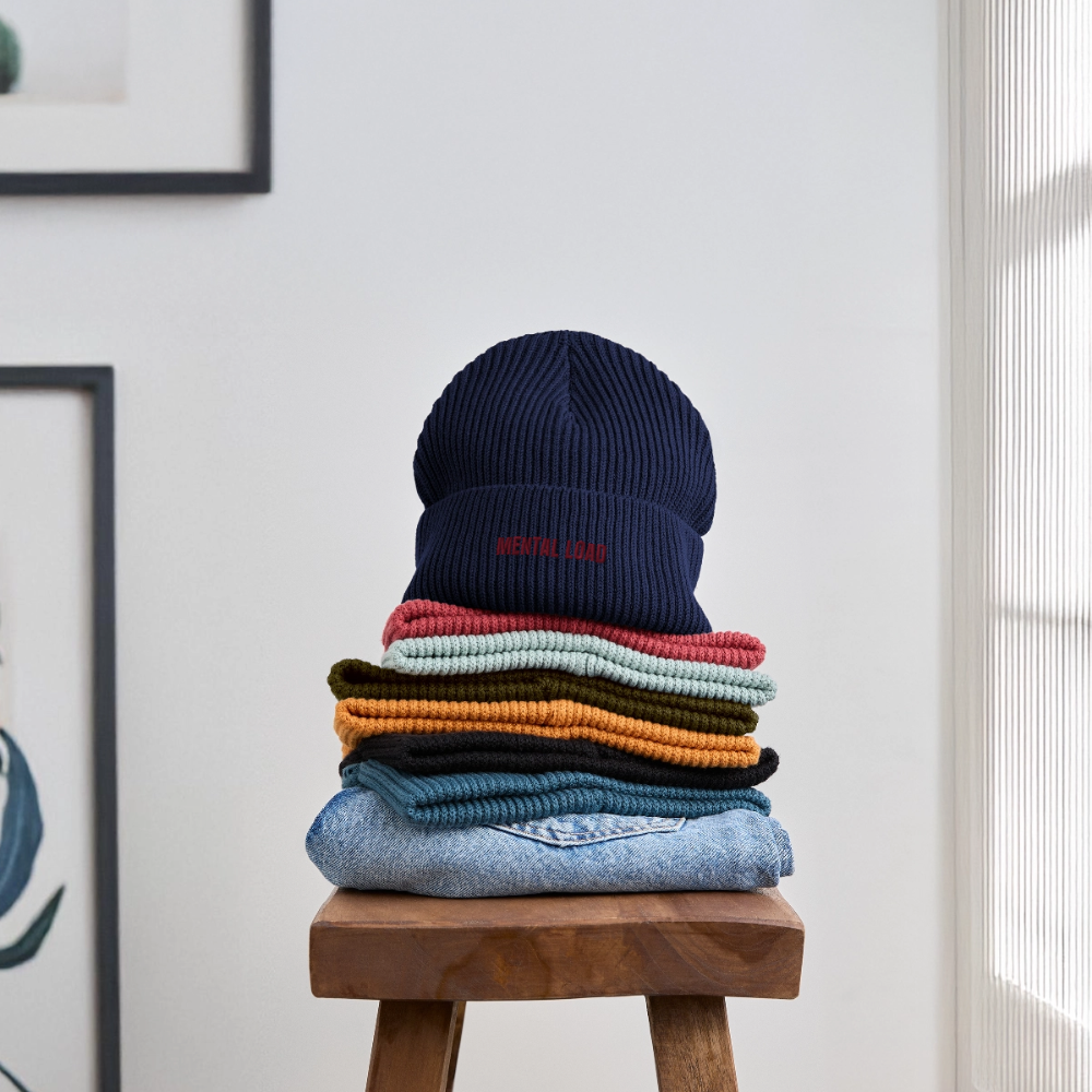 Organic Fisherman Beanie „Mental Load“ unisex - Navy