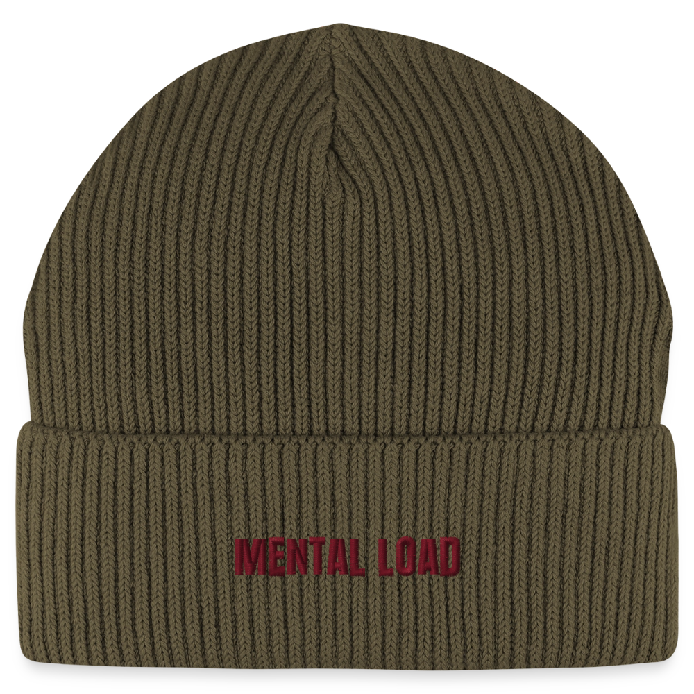 Organic Fisherman Beanie „Mental Load“ unisex - Khaki