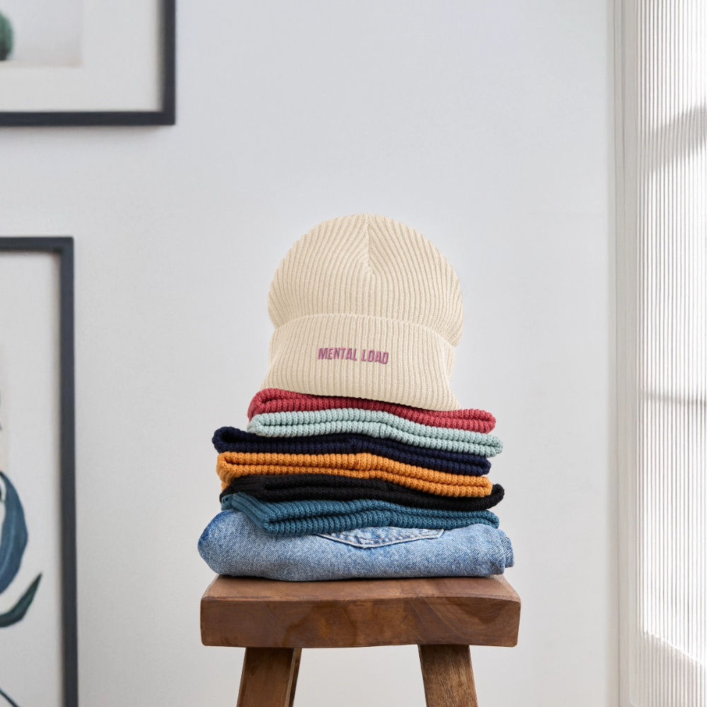 Organic Fisherman Beanie „Mental Load“ unisex - Natur