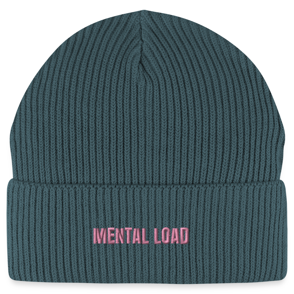 Organic Fisherman Beanie „Mental Load“ unisex - Dunkles Petrol
