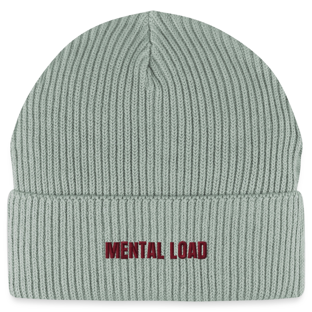 Organic Fisherman Beanie „Mental Load“ unisex - Helles Graugrün