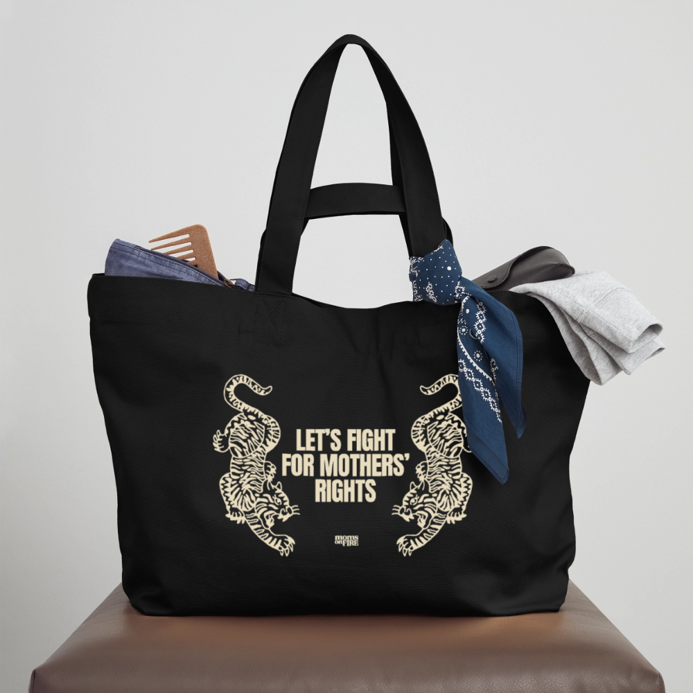 Recycled Shopping Bag „Let’s Fight for Mothers Rights“ - Schwarz