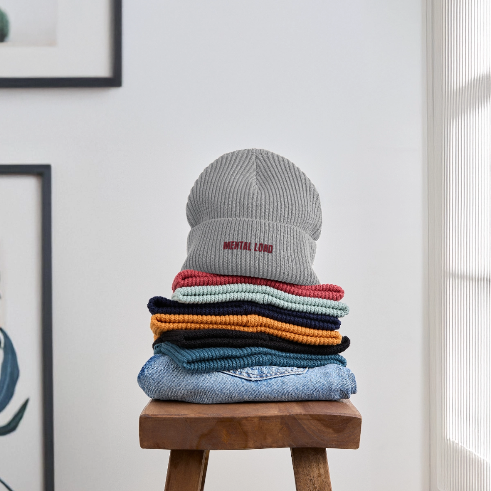 Organic Fisherman Beanie „Mental Load“ unisex - Hellgrau marmoriert