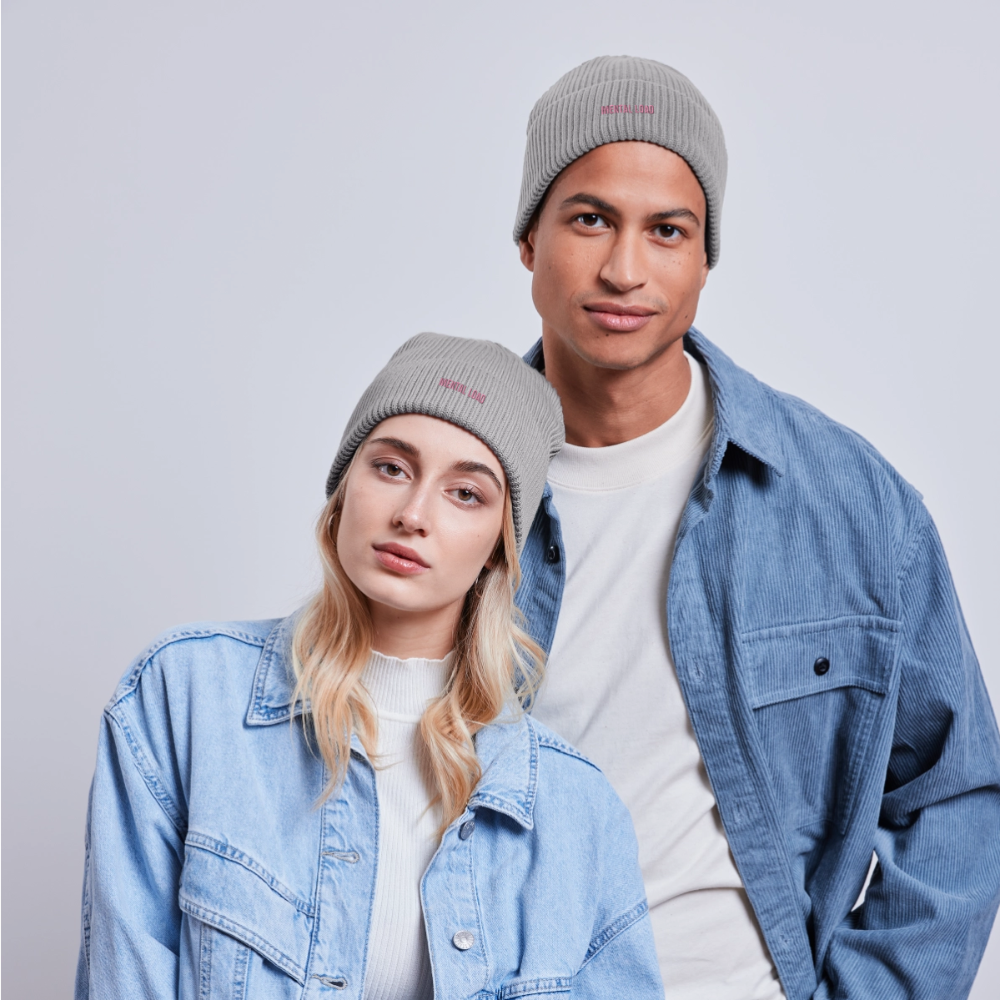 Organic Fisherman Beanie „Mental Load“ unisex - Hellgrau marmoriert