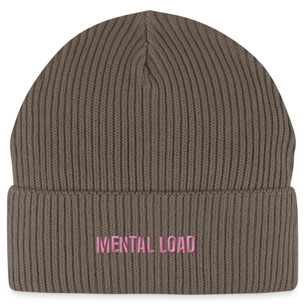 Organic Fisherman Beanie „Mental Load“ unisex - Dunkelbraun
