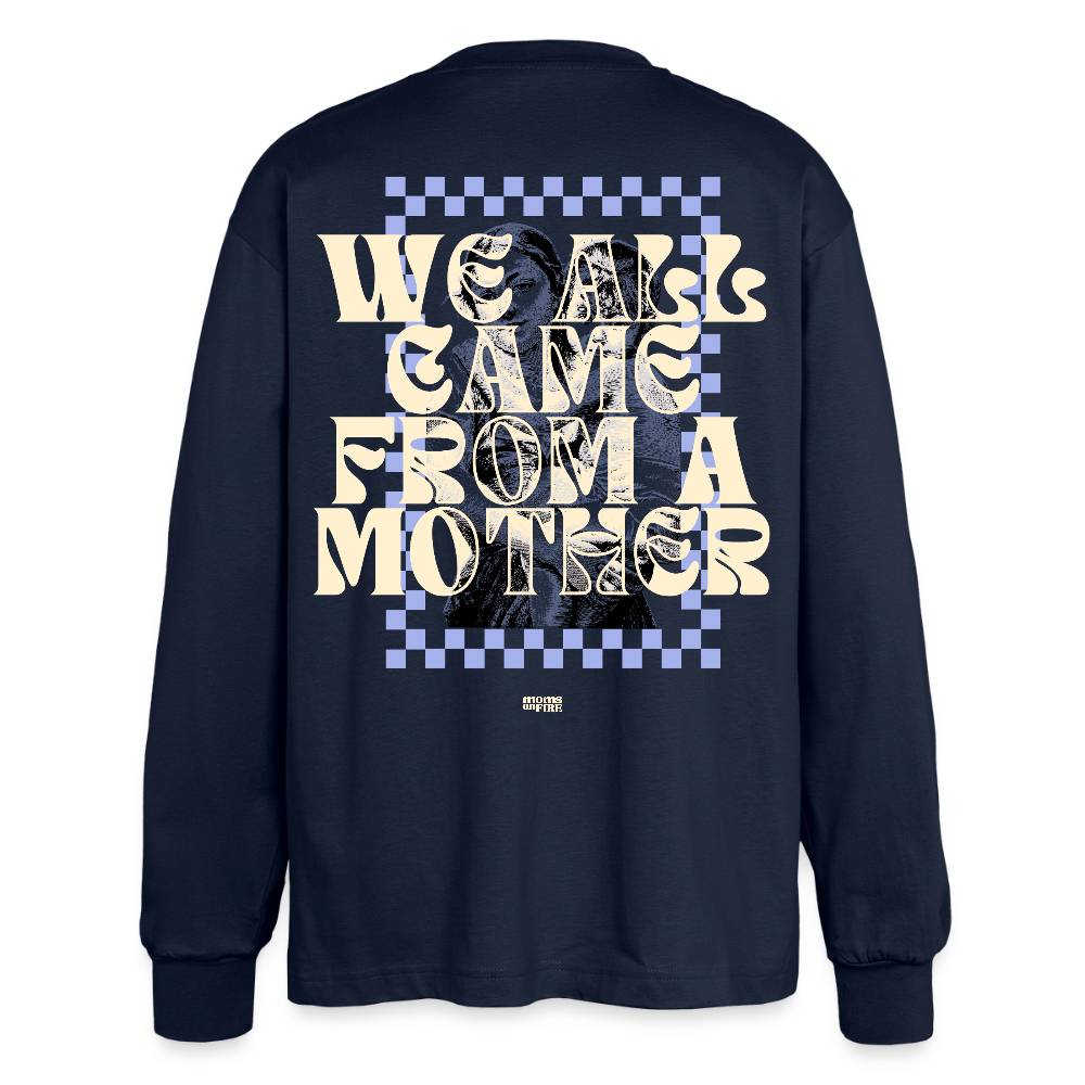 Oversized Langarmshirt „We all came from a mother“ - Navy