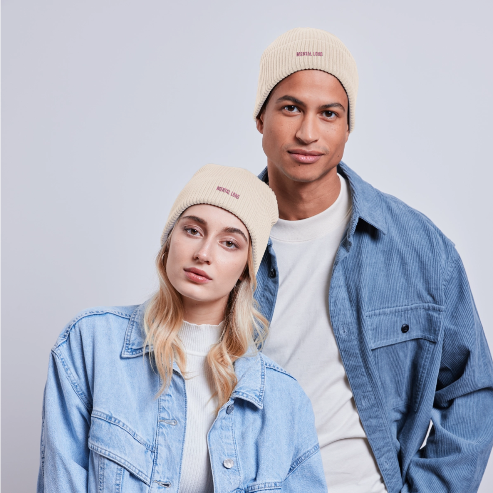 Organic Fisherman Beanie „Mental Load“ unisex - Natur