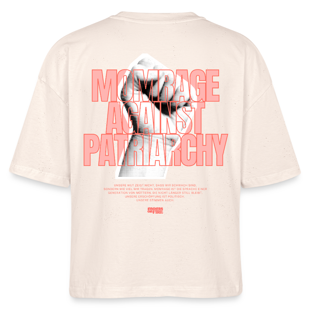 Organic Boxy T-Shirt „Momrage against Patriarchy“ - Weißgrau