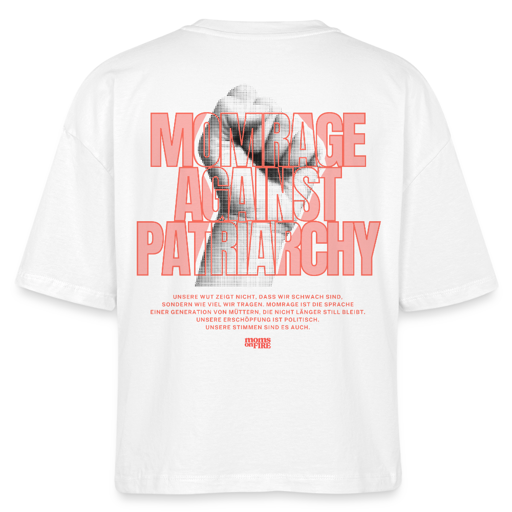 Organic Boxy T-Shirt „Momrage against Patriarchy“ - Weiß