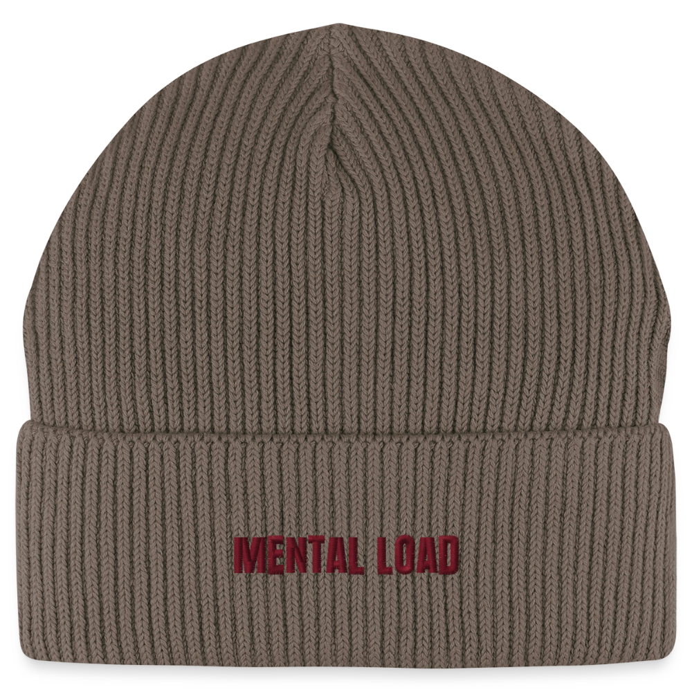 Organic Fisherman Beanie „Mental Load“ unisex - Dunkelbraun