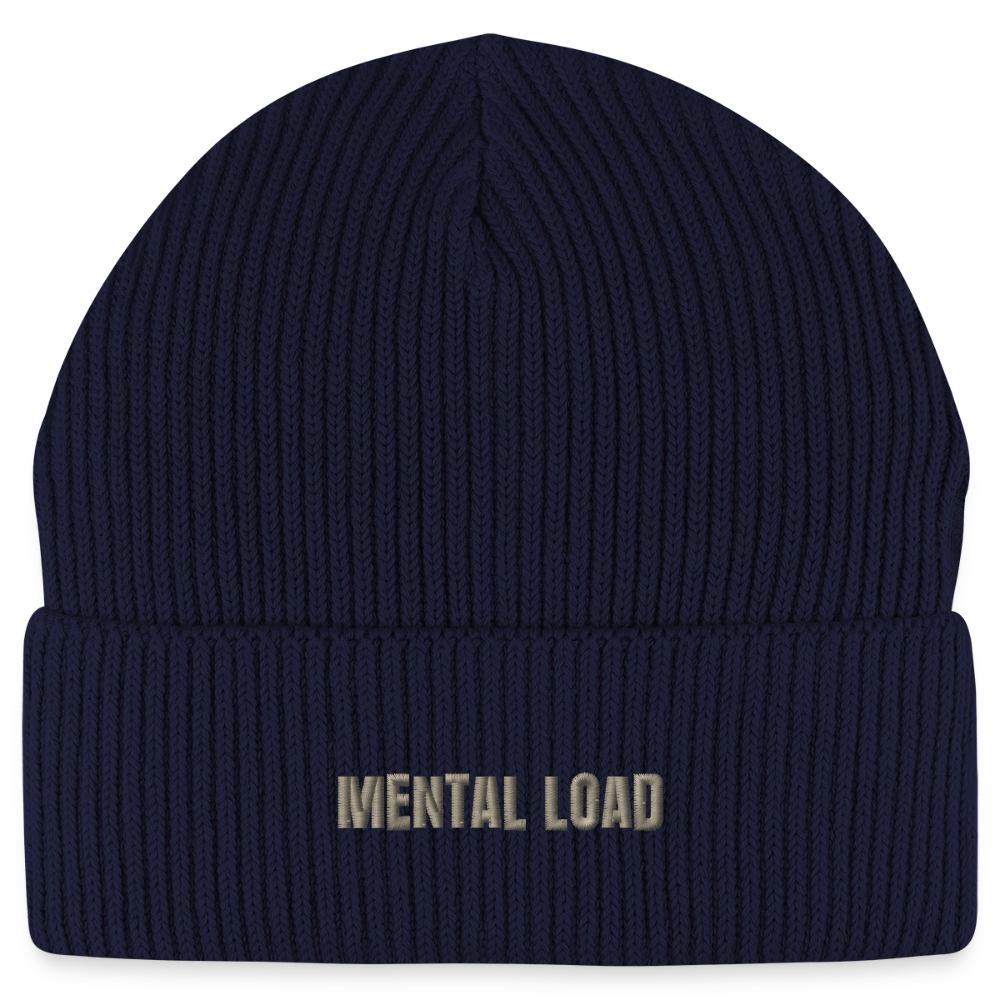 Organic Fisherman Beanie „Mental Load“ unisex - Navy