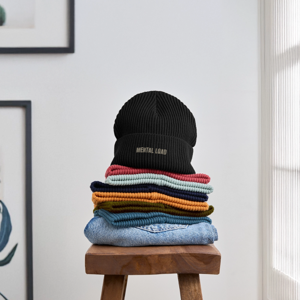Organic Fisherman Beanie „Mental Load“ unisex - Schwarz