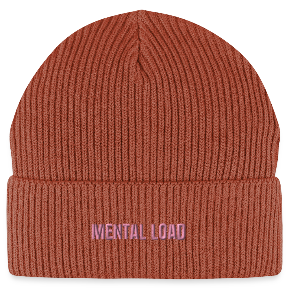 Organic Fisherman Beanie „Mental Load“ unisex - Terrakotta