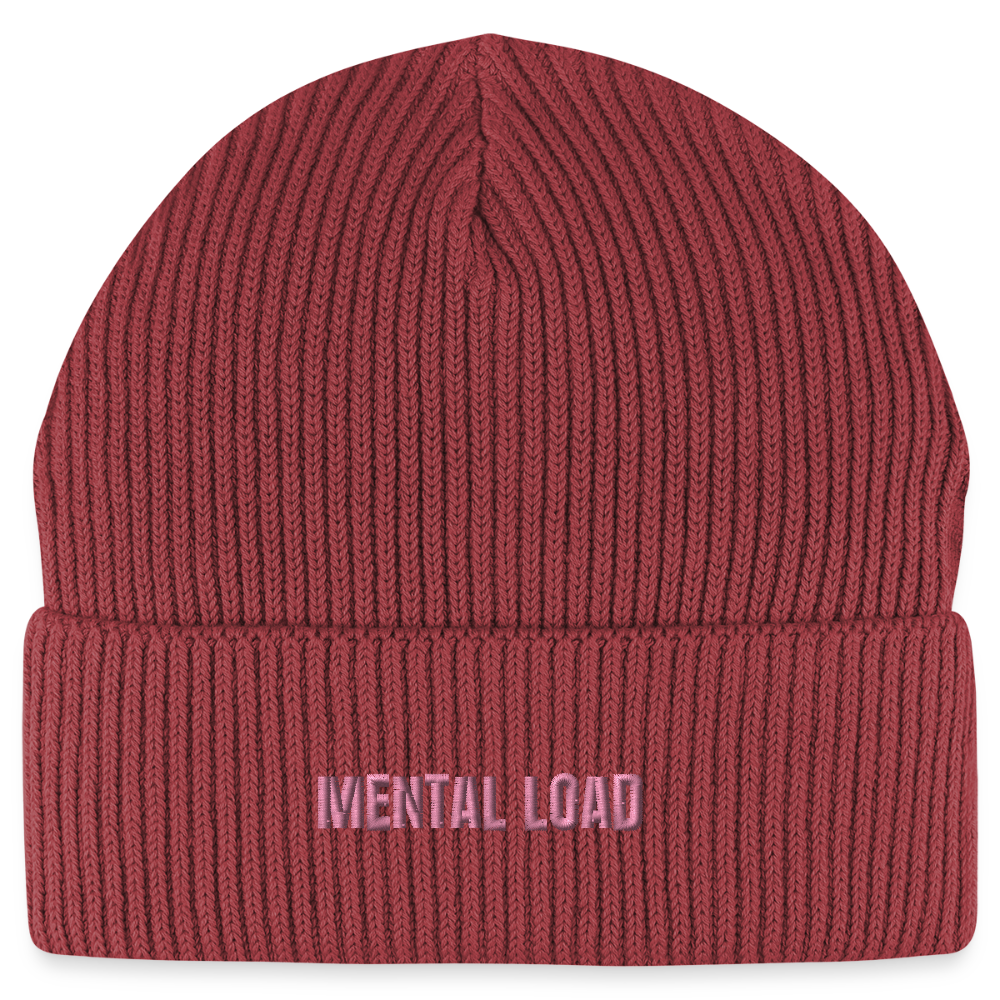 Organic Fisherman Beanie „Mental Load“ unisex - Erdrot