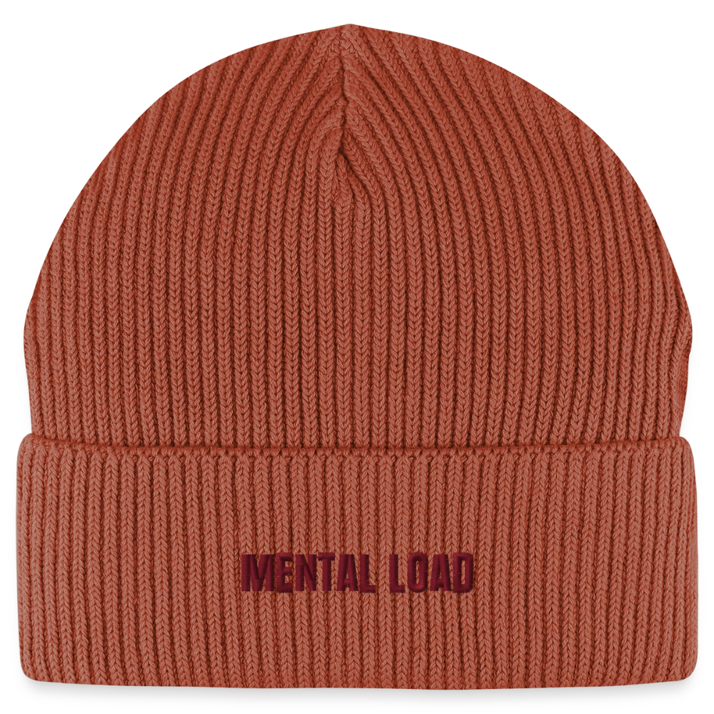 Organic Fisherman Beanie „Mental Load“ unisex - Terrakotta